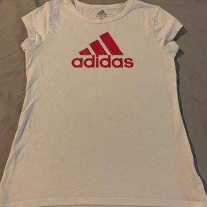 Adidas white capped sleeve shirt